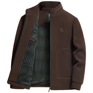 啄木鸟中年男士雪尼尔外套春秋季中老年人夹克衫爸爸装爷爷上衣服