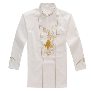 酒店厨师长工作服长袖绣龙厨衣餐厅行政大厨三星龙厨师工作服短袖