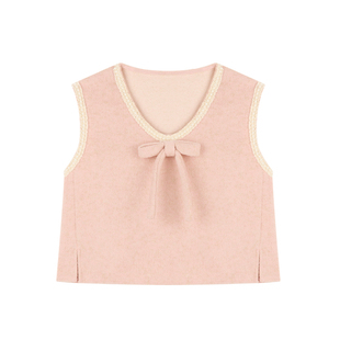 Amybaby女童套装冬季2025新款小香风设计呢子马甲打底衫花边短裙