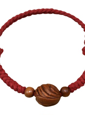 泰山老桃木手链本命年护身手绳