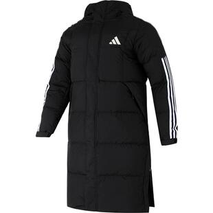 阿迪达斯连帽羽绒服女2026冬季新款长款运动服保暖休闲外套JG3840