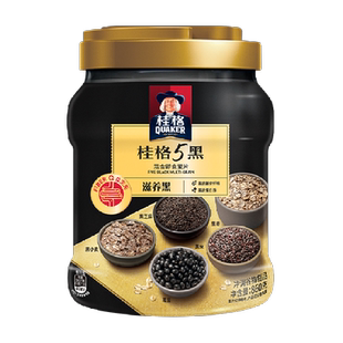 桂格五黑混合即食燕麦片黑米黑麦健康饱腹早餐全家冲泡益生元麦片
