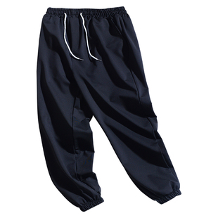 夏季休闲针织运动束脚男女裤子薄款潮流宽松韩版百搭工装长裤卫裤