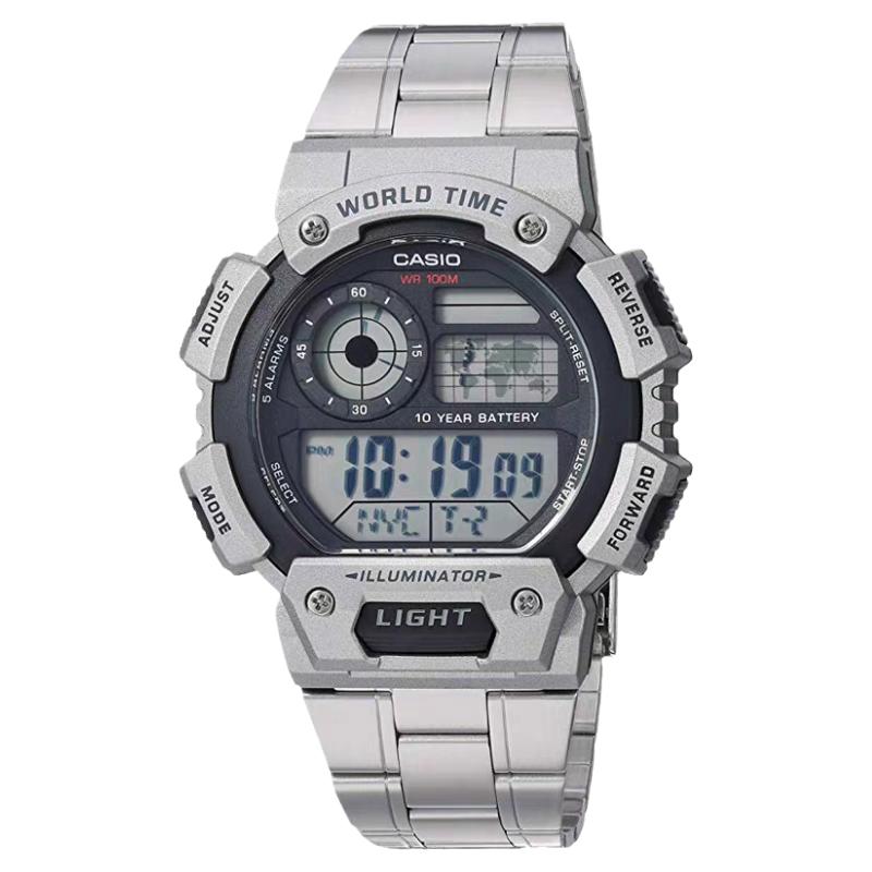 CASIO卡西欧男手表防水运动时尚电子腕手表 AE-1400WHD-1A 9A钢链