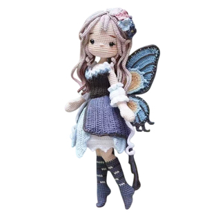 蝴蝶仙子钩针编织材料包玩偶摆件蘑菇仙子DIY手工礼物毛线女孩