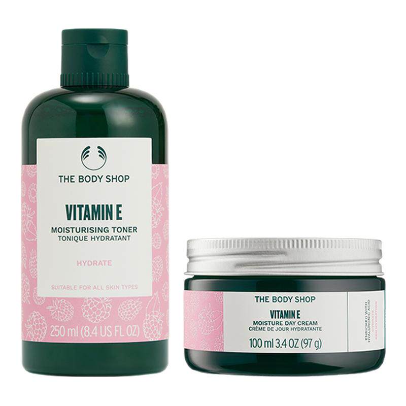 【官方正品】The body shop 维他命E爽肤水250ml+日霜100ml锁润湿