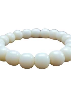 正品和田玉手串老型珠10mm羊脂白玉桶珠手链平价饰品国风男女款礼