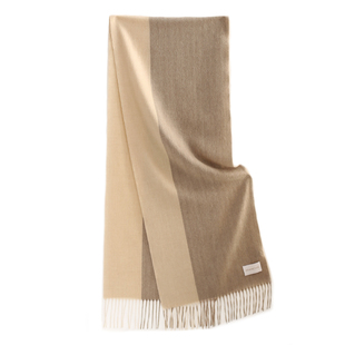 AI家意式殿堂塔尖山羊绒围巾 精纺拼色水波纹秋冬披肩外搭男女