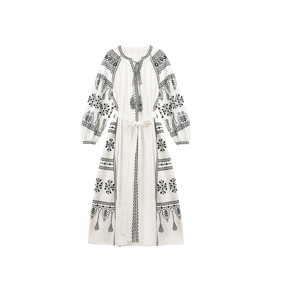 【张七七】新款法式刺绣长袖连衣