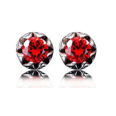 法国IDee泰银耳钉男女生潮牌小众设计纯银个性925银红宝石耳饰品