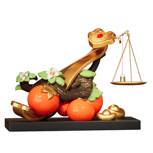 柿柿称心如意摆件客厅玄关酒柜电视柜装饰品开业乔迁之喜搬家礼物