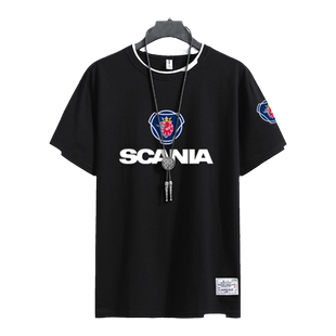 斯堪尼亚卡车重卡大巴车牵引scania短袖t恤衫男假两件衣服半袖夏