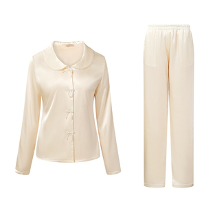 NoirTease加绒加厚丝质睡衣女秋冬季法式长袖保暖家居服两件套装