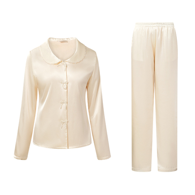 秋冬加绒加厚丝质睡衣女士家居服