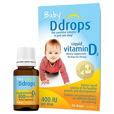 Ddrops滴卓思婴幼儿d3滴剂维生素d3宝宝补钙vd3DD小滴瓶400IU*2