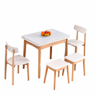 小户型岩板餐桌椅组合伸缩折叠