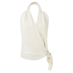 SYT原创 高品质天丝荡领挂脖背心女2025夏季新款交叉绑带露背上衣