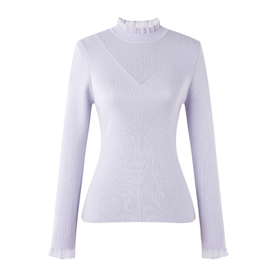 秋水伊人半高领长袖毛针织衫