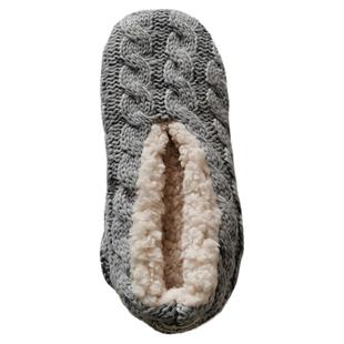 出口美国冬季女士地板袜加厚地板鞋羊羔绒灰色麻花纹保暖加绒纯色