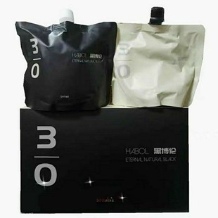 黑博伦3/0黑发霜430ml黑油自然黑染发剂清水不沾头皮盖白发不伤发
