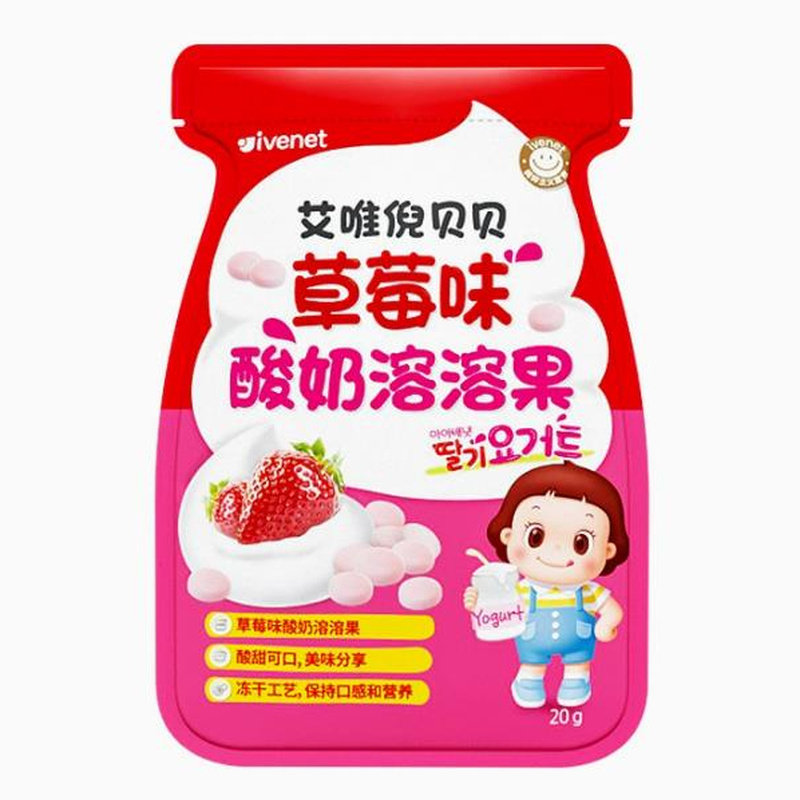 韩国艾唯倪IVENET贝贝休闲零食水果味酸奶溶溶豆20g*4袋