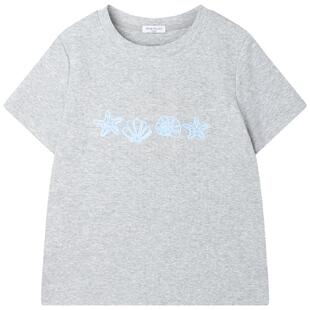 MUCMUKN【拾贝日记】莱赛尔凉感罗纹棉贝壳绳带绣短袖T恤女童26夏