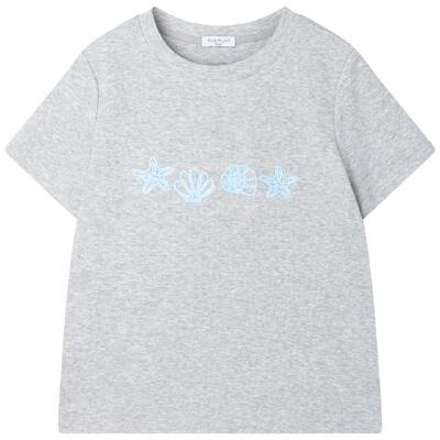 MUCMUKN【拾贝日记】莱赛尔凉感罗纹棉贝壳绳带绣短袖T恤女童26夏