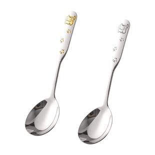 316不锈钢食品级吃饭勺家用汤匙调羹儿童孩子短柄圆勺汤勺小勺子