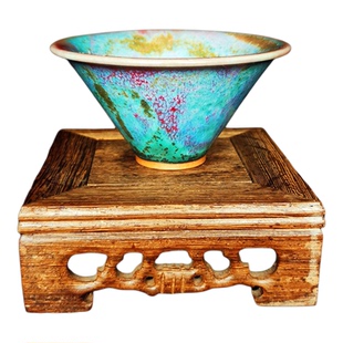 钧瓷茶杯主人杯禹州神垕钧窑家用纯手工功夫茶茶具斗笠杯自然窑变