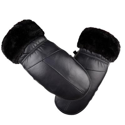 真皮手套女男冬季羊皮加绒加厚摩托车超厚保暖防风棉骑车连指手套