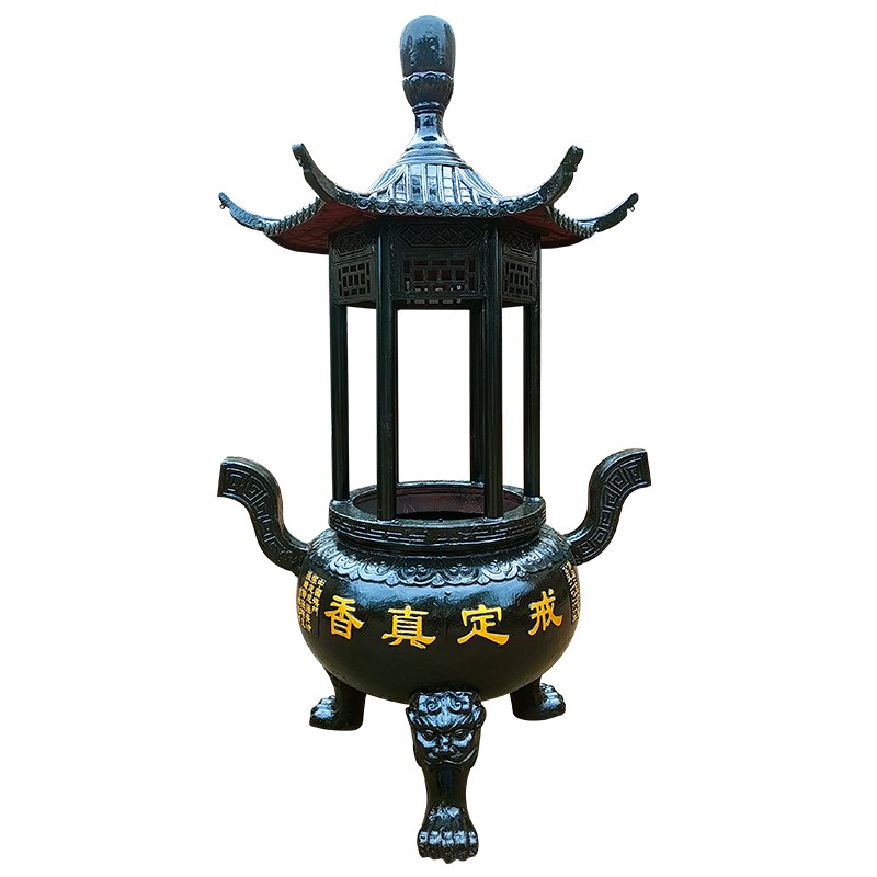 寺庙圆形铸铁香炉大型六龙柱