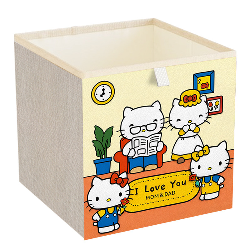 卡通凯蒂猫收纳筐卡莱克格子柜布收纳箱
