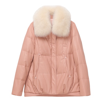 绵羊皮羽绒服短款修身狐狸毛外套