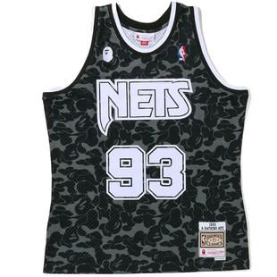 BAPE X M&N联名男女装NBA新泽西篮网队迷彩球衣篮球背心108904I