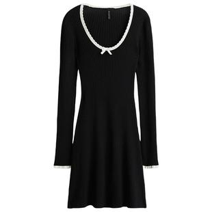 HM冬季女装时尚休闲休闲罗纹针织紧身连衣裙1269026