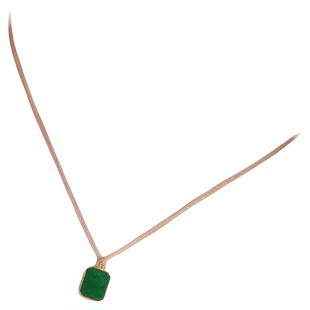 “无事神仙牌”天然翡翠缅甸A货满辣绿冰种18k金玉吊坠项链锁骨链