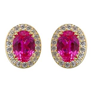 超甜美卢比来粉碧玺925银椭圆耳钉镶嵌高碳钻轻奢小众百搭通勤女