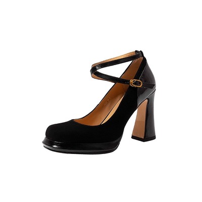 单鞋粗跟复古百搭高跟鞋2023新款