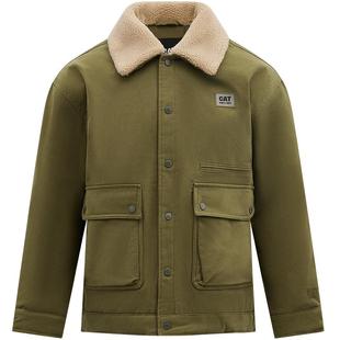 CAT卡特25秋季男士新品休闲羊羔绒翻领领短款工装羽绒服商场同款