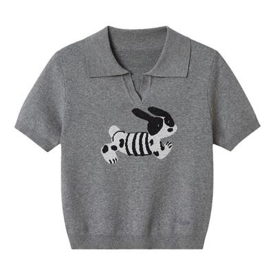 飞奔小狗polo衫修身针织短袖上衣