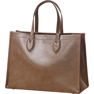 真皮托特包女可放14寸电脑大容量2026新款通勤单肩手提斜跨大包包