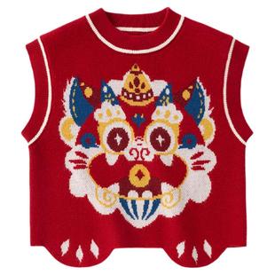 [抗起球]儿童新年马甲冬装宝宝拜年服男童国风背心女童坎肩冬装新