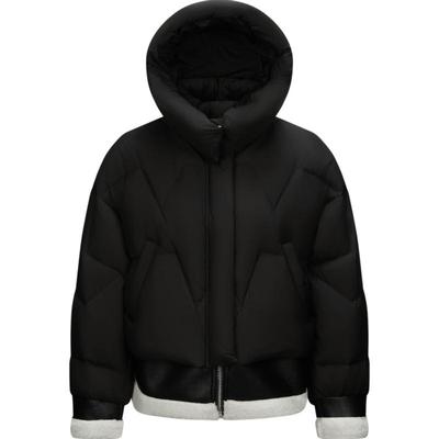 森马拼接假两件宽松连帽羽绒服女