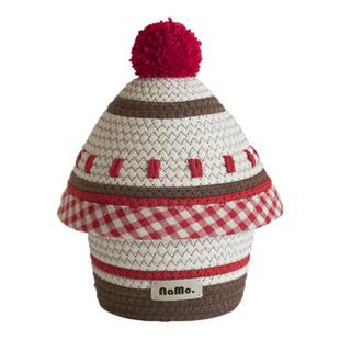 纳茉【糖果屋】 手工编织收纳筐桌面带盖置物筐零食杂物整理储物