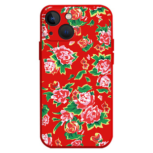 东北大花布手机壳适用opporeno14喜庆15/13/12潮11红色8大花袄findx6村姑k10花棉袄9女款7新款6新年5pro女4/3