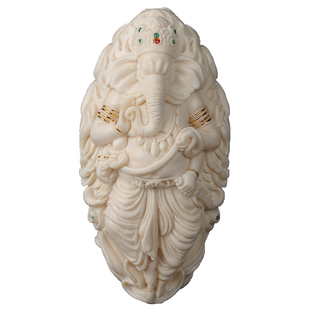 孤品猛犸象牙雕刻象神18K金吊坠项链坠男女挂坠文玩DIY配饰收藏