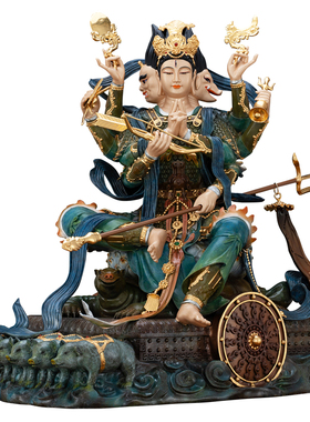 台湾纯铜斗姆元君神像供奉摆件