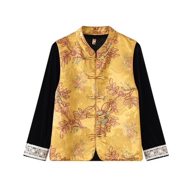 新中式风妈妈春秋装金丝绒马甲套装中老年女端庄气质三件套减龄