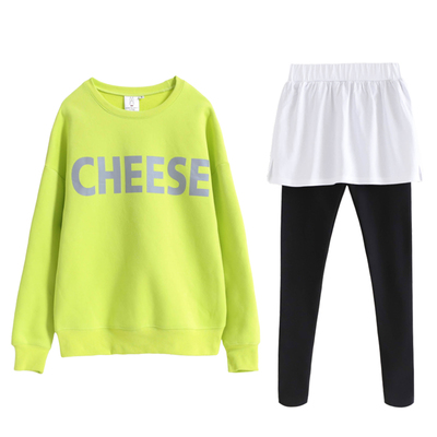 bf糖果宽松ins套装荧光绿卫衣