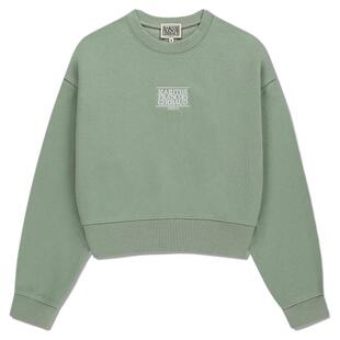 MARITHE经典小LOGO无帽卫衣 潮流落肩袖简约圆领短款25年秋冬韩系